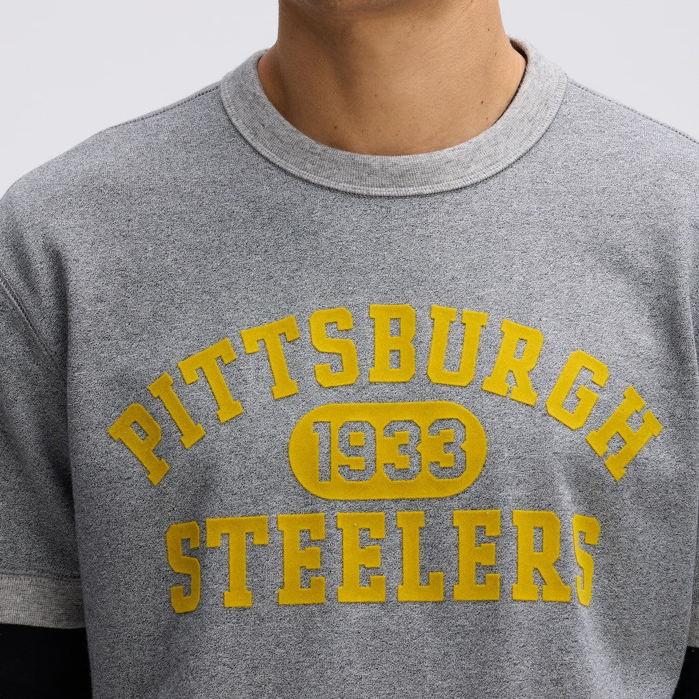 Pittsburgh Steelers IconicFleece Short Sleeve Sweatshirt Athletic Heather Gray - Fanatics