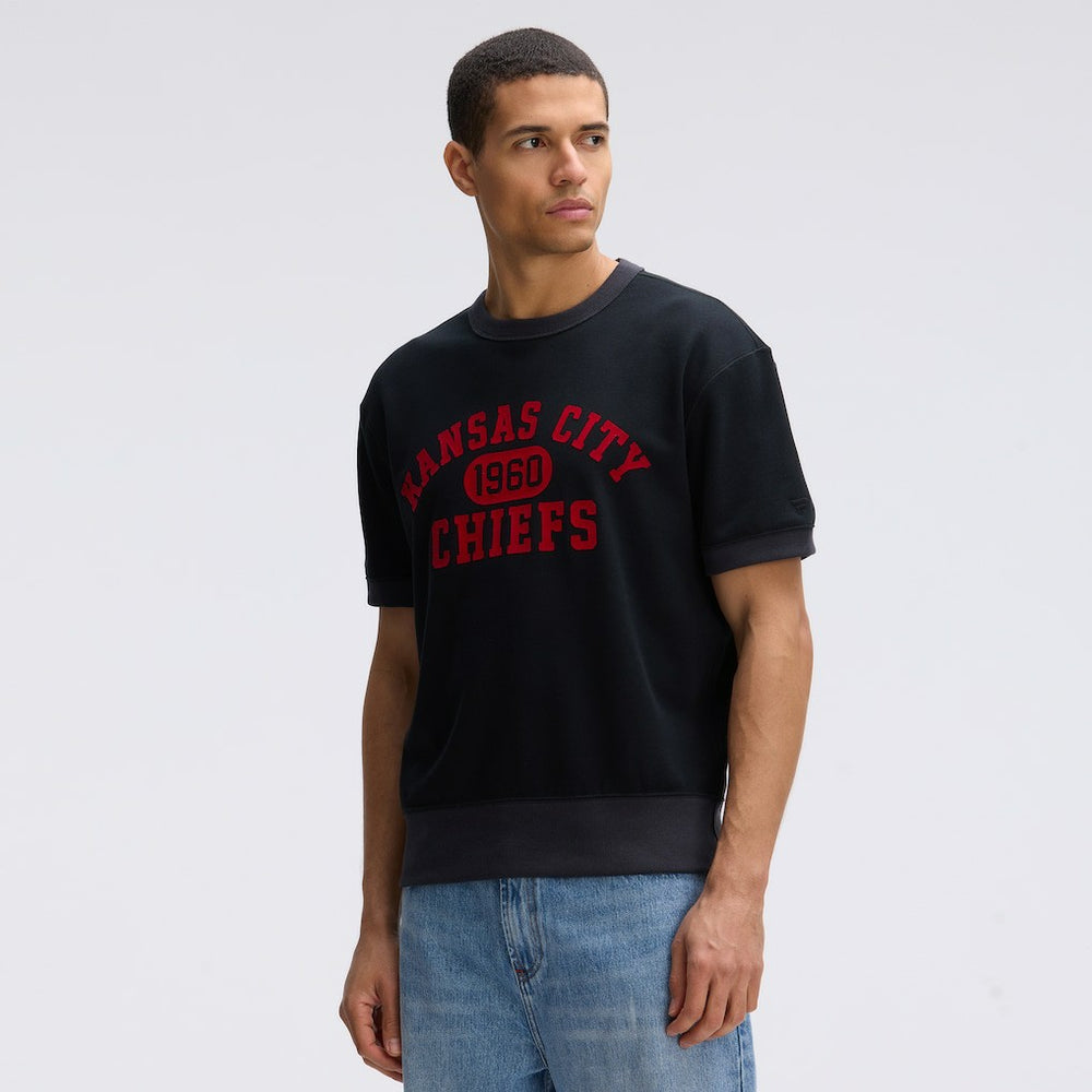 Kansas City Chiefs IconicFleece Short Sleeve Sweatshirt Black - Fanatics