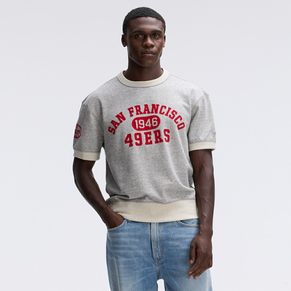 San Francisco 49ers IconicFleece Short Sleeve Sweatshirt Heather Gray - Fanatics