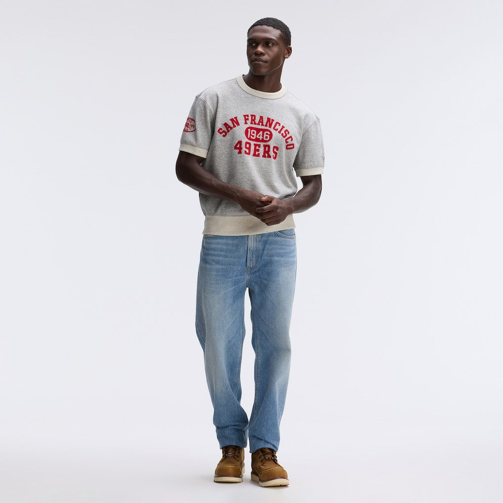 San Francisco 49ers IconicFleece Short Sleeve Sweatshirt Heather Gray - Fanatics