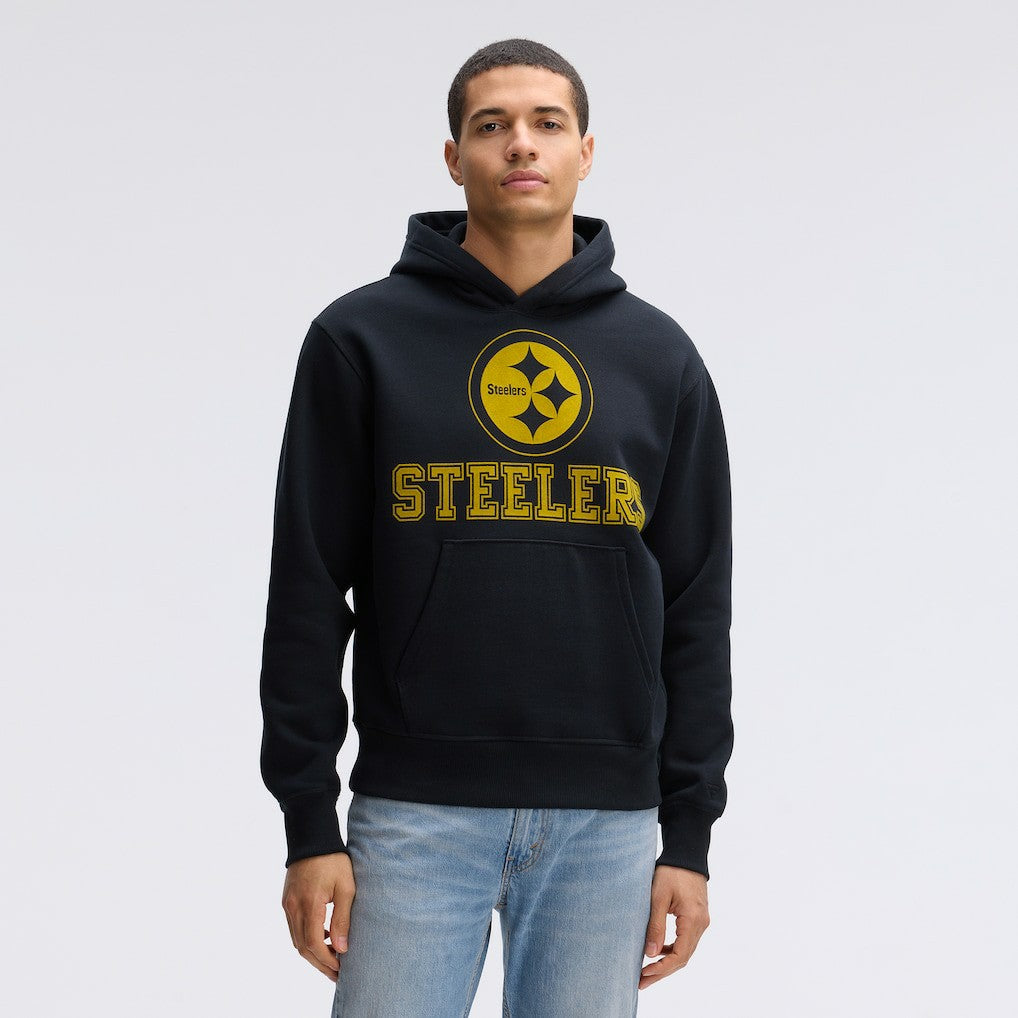 Pittsburgh Steelers IconicFleece Flocked Hoodie Black - Fanatics