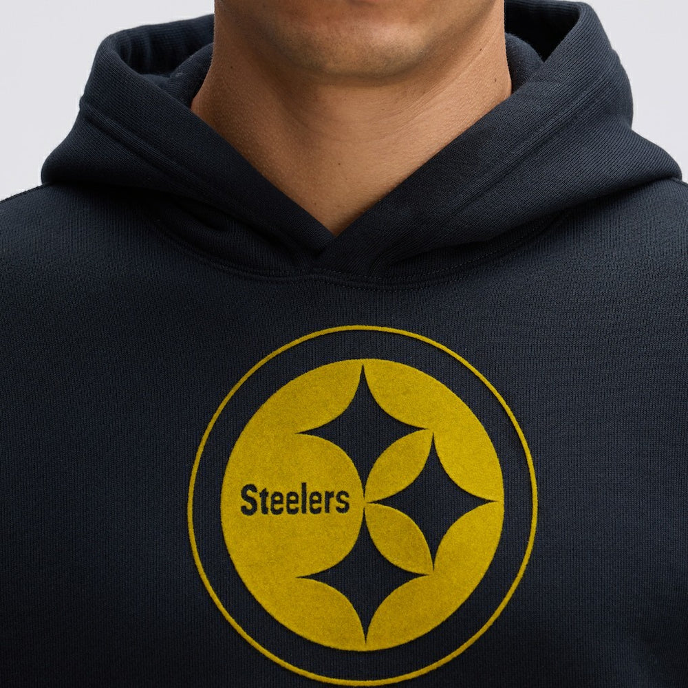 Pittsburgh Steelers IconicFleece Flocked Hoodie Black - Fanatics
