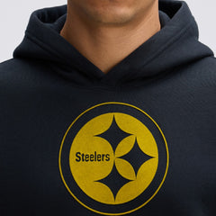 Pittsburgh Steelers IconicFleece Flocked Hoodie Black - Fanatics