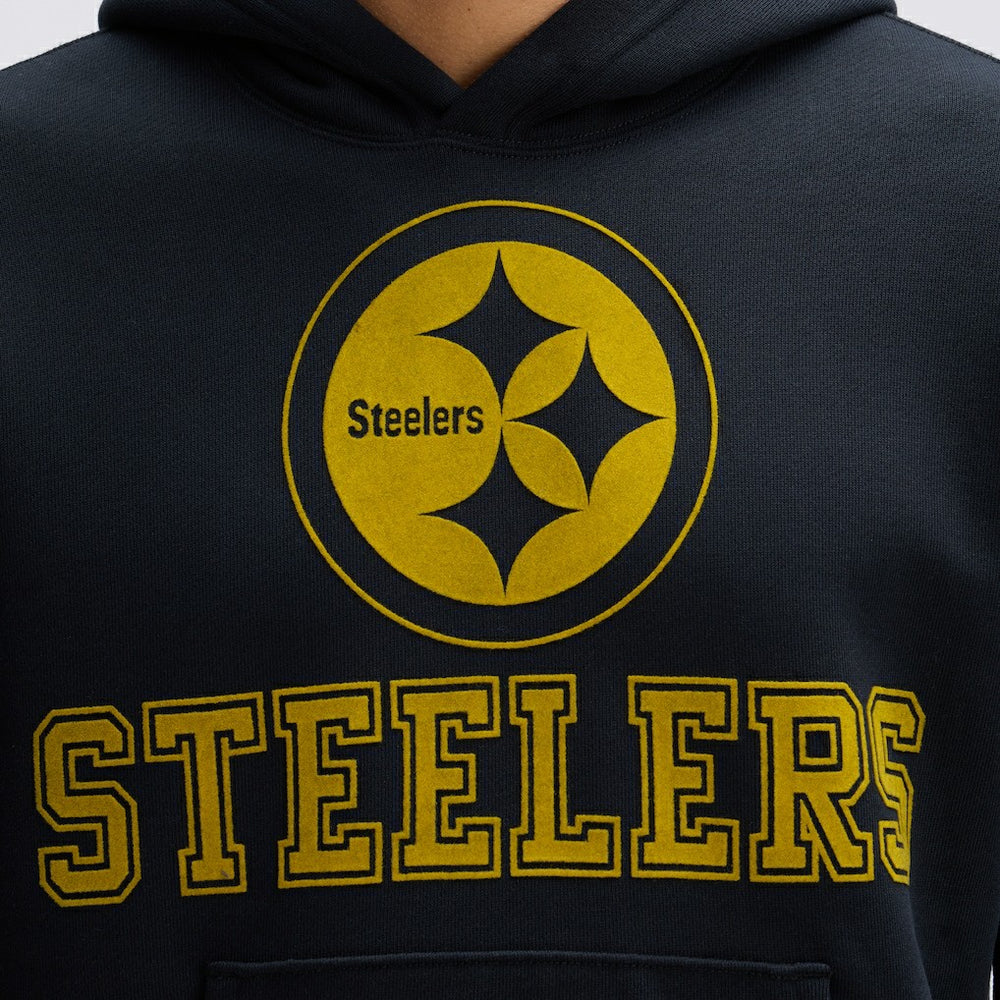 Pittsburgh Steelers IconicFleece Flocked Hoodie Black - Fanatics