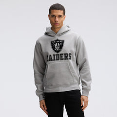 Las Vegas Raiders IconicFleece Flocked Hoodie Heather Gray - Fanatics