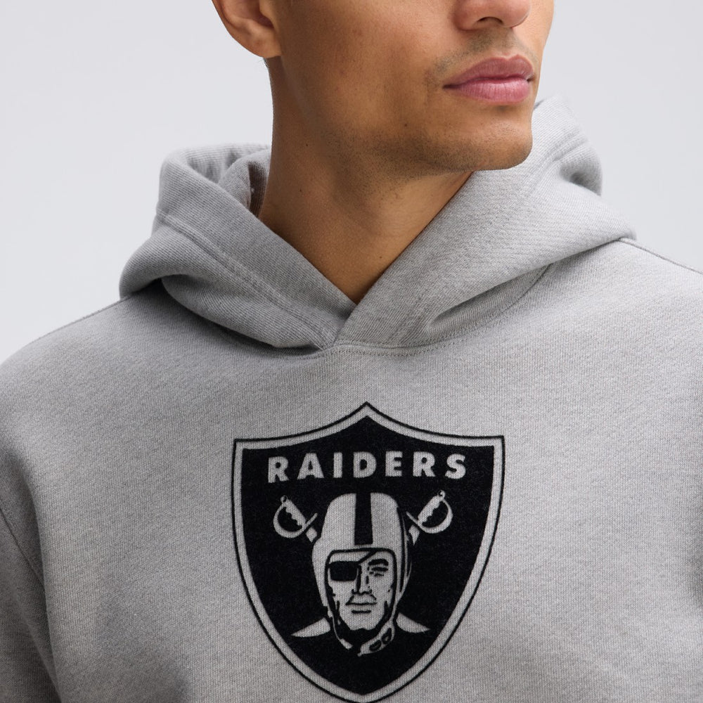 Las Vegas Raiders IconicFleece Flocked Hoodie Heather Gray - Fanatics