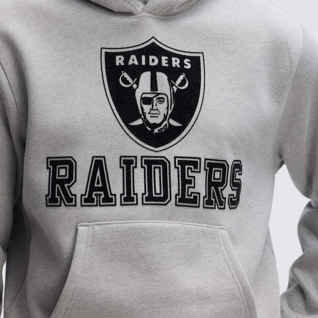 Las Vegas Raiders IconicFleece Flocked Hoodie Heather Gray - Fanatics