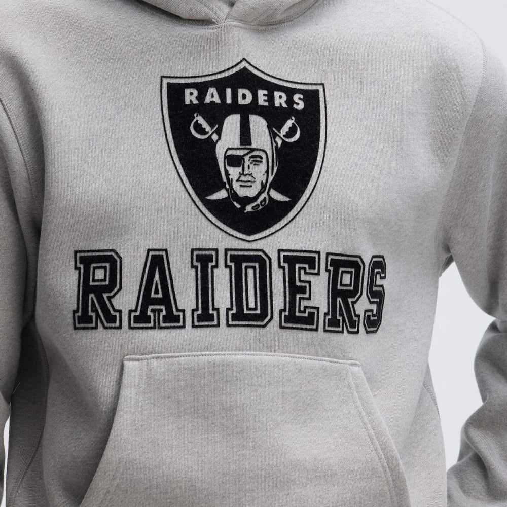 Las Vegas Raiders IconicFleece Flocked Hoodie Heather Gray - Fanatics