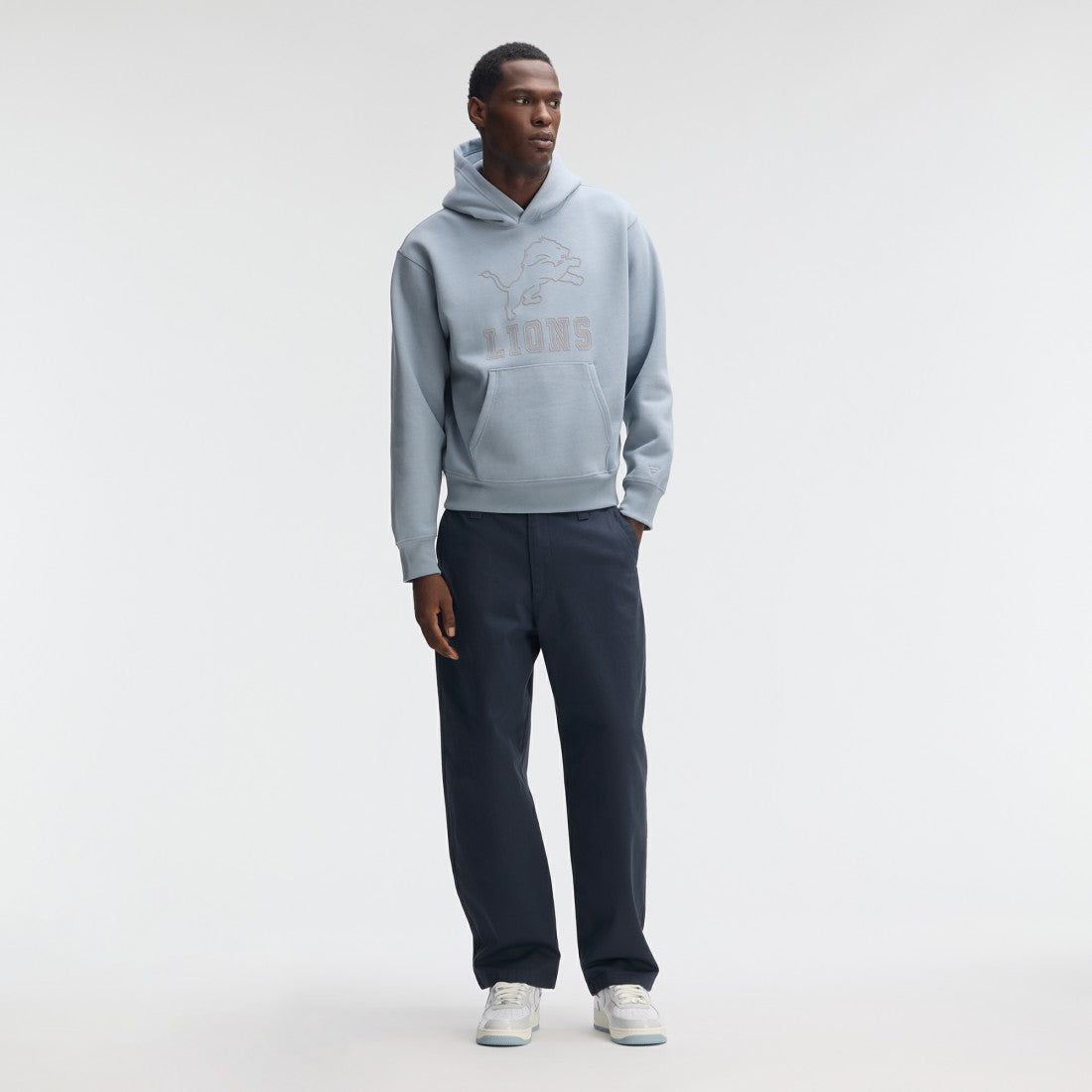 Detroit Lions IconicFleece Flocked Hoodie Light Blue - Fanatics