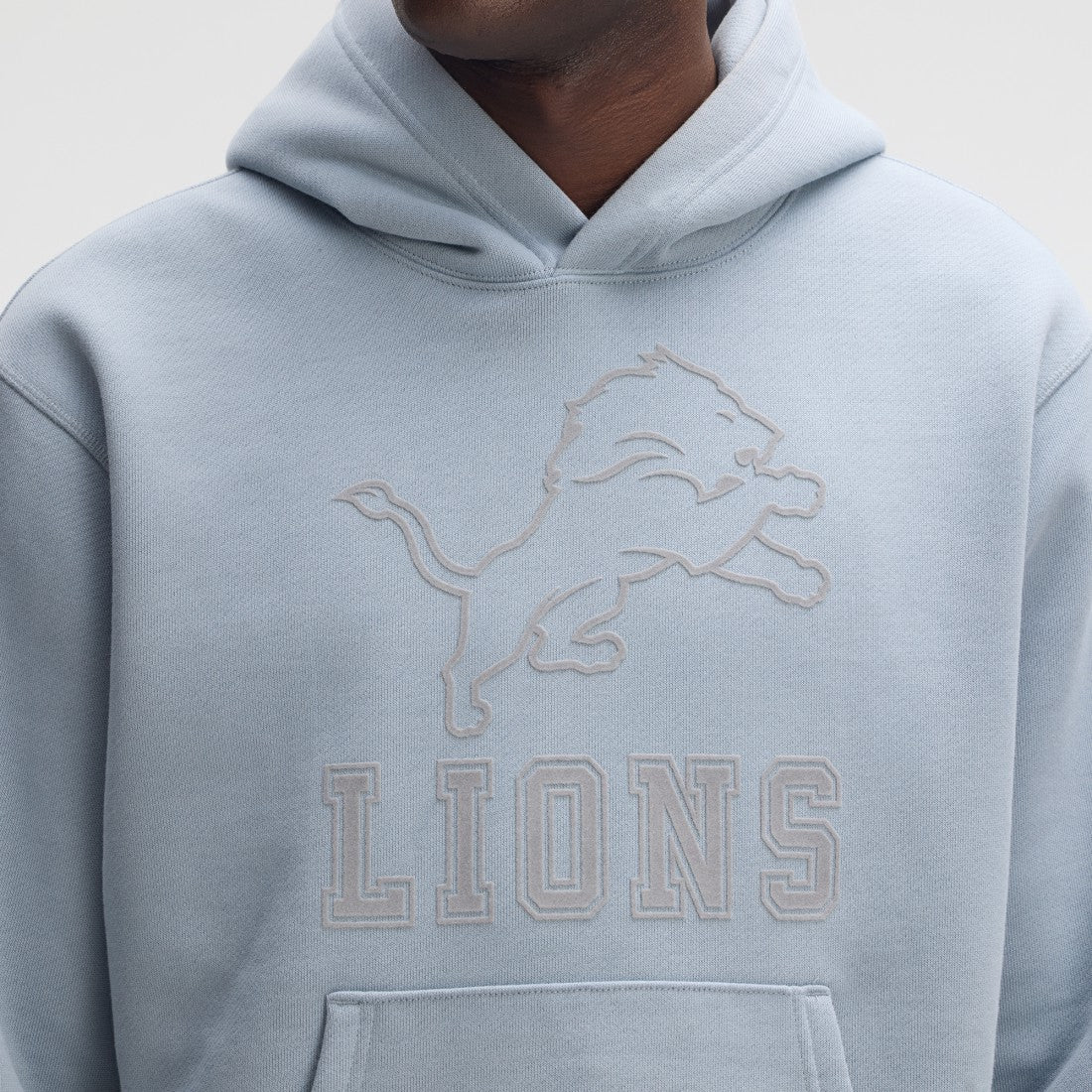 Detroit Lions IconicFleece Flocked Hoodie Light Blue - Fanatics
