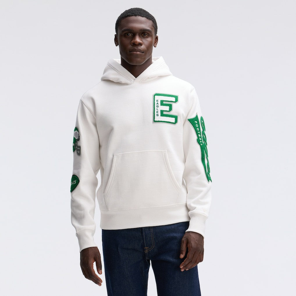 Philadelphia Eagles IconicFleece Letterman Hoodie Oatmeal - Fanatics