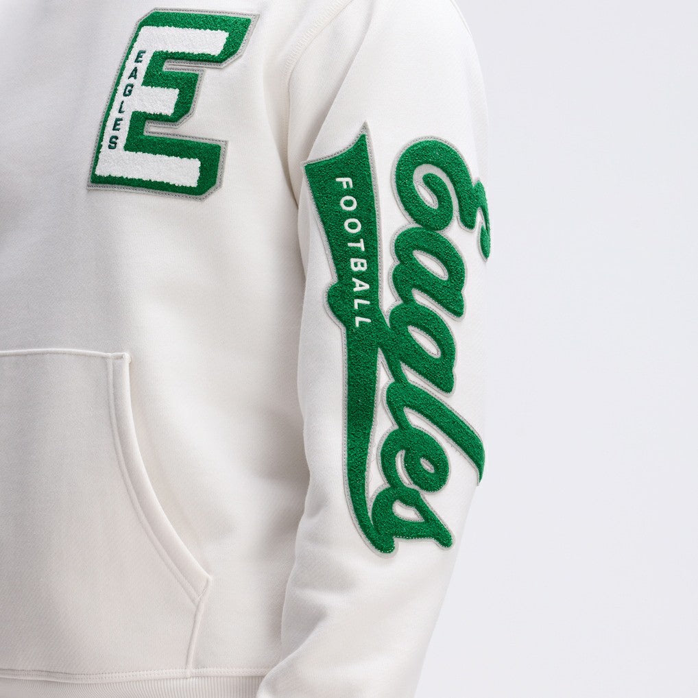 Philadelphia Eagles IconicFleece Letterman Hoodie Oatmeal - Fanatics