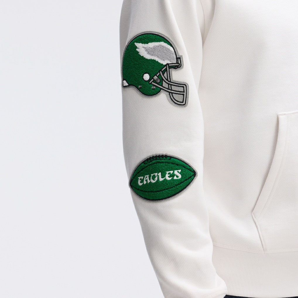 Philadelphia Eagles IconicFleece Letterman Hoodie Oatmeal - Fanatics