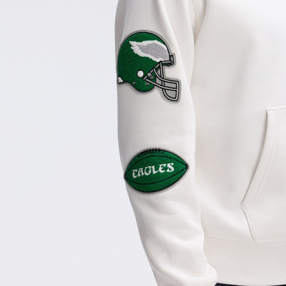 Philadelphia Eagles IconicFleece Letterman Hoodie Oatmeal - Fanatics