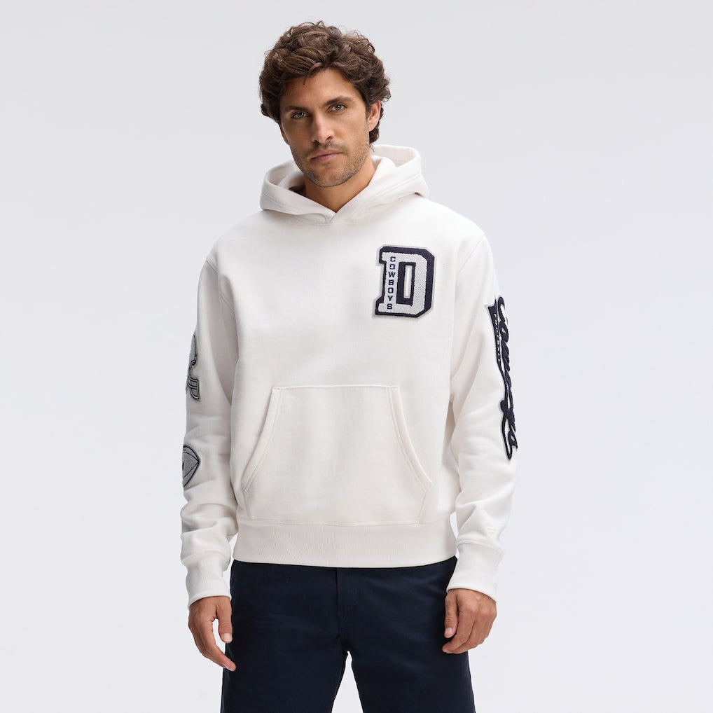 Dallas Cowboys IconicFleece Letterman Hoodie Oatmeal - Fanatics