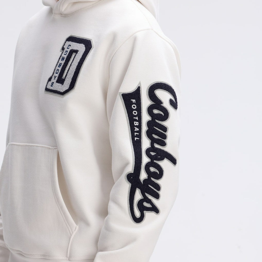 Dallas Cowboys IconicFleece Letterman Hoodie Oatmeal - Fanatics