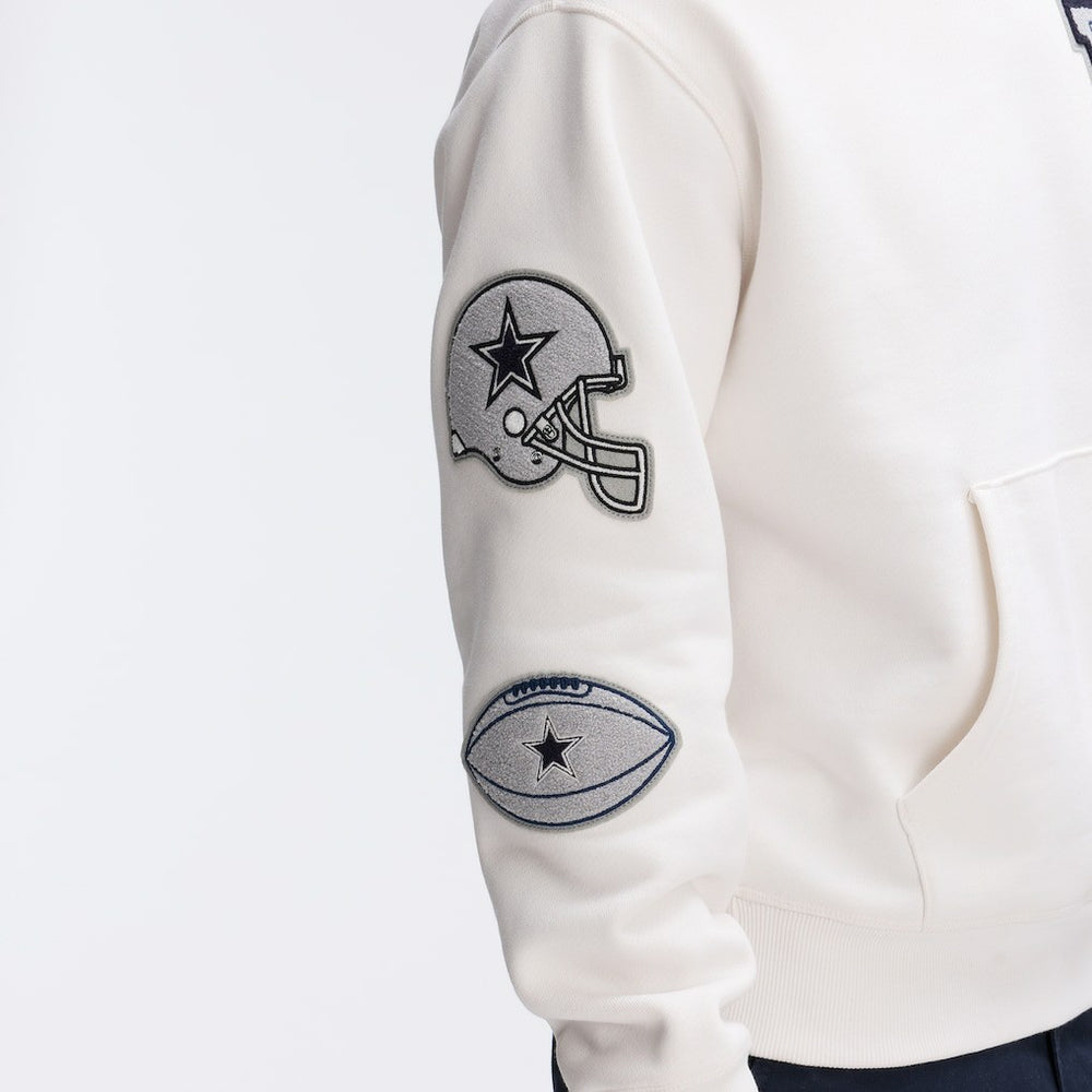 Dallas Cowboys IconicFleece Letterman Hoodie Oatmeal - Fanatics