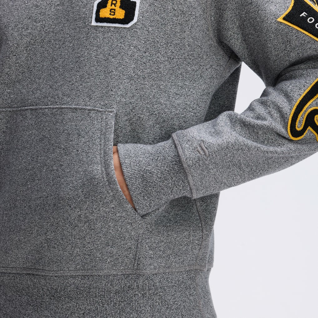 Pittsburgh Steelers IconicFleece Letterman Hoodie Athletic Heather Gray - Fanatics