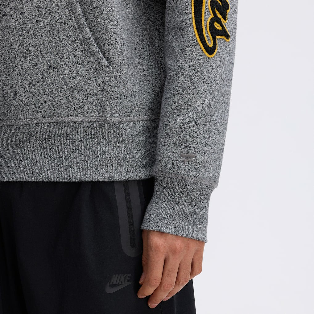 Pittsburgh Steelers IconicFleece Letterman Hoodie Athletic Heather Gray - Fanatics