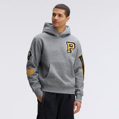 Pittsburgh Steelers IconicFleece Letterman Hoodie Athletic Heather Gray - Fanatics