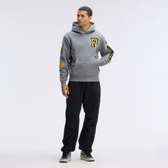 Pittsburgh Steelers IconicFleece Letterman Hoodie Athletic Heather Gray - Fanatics