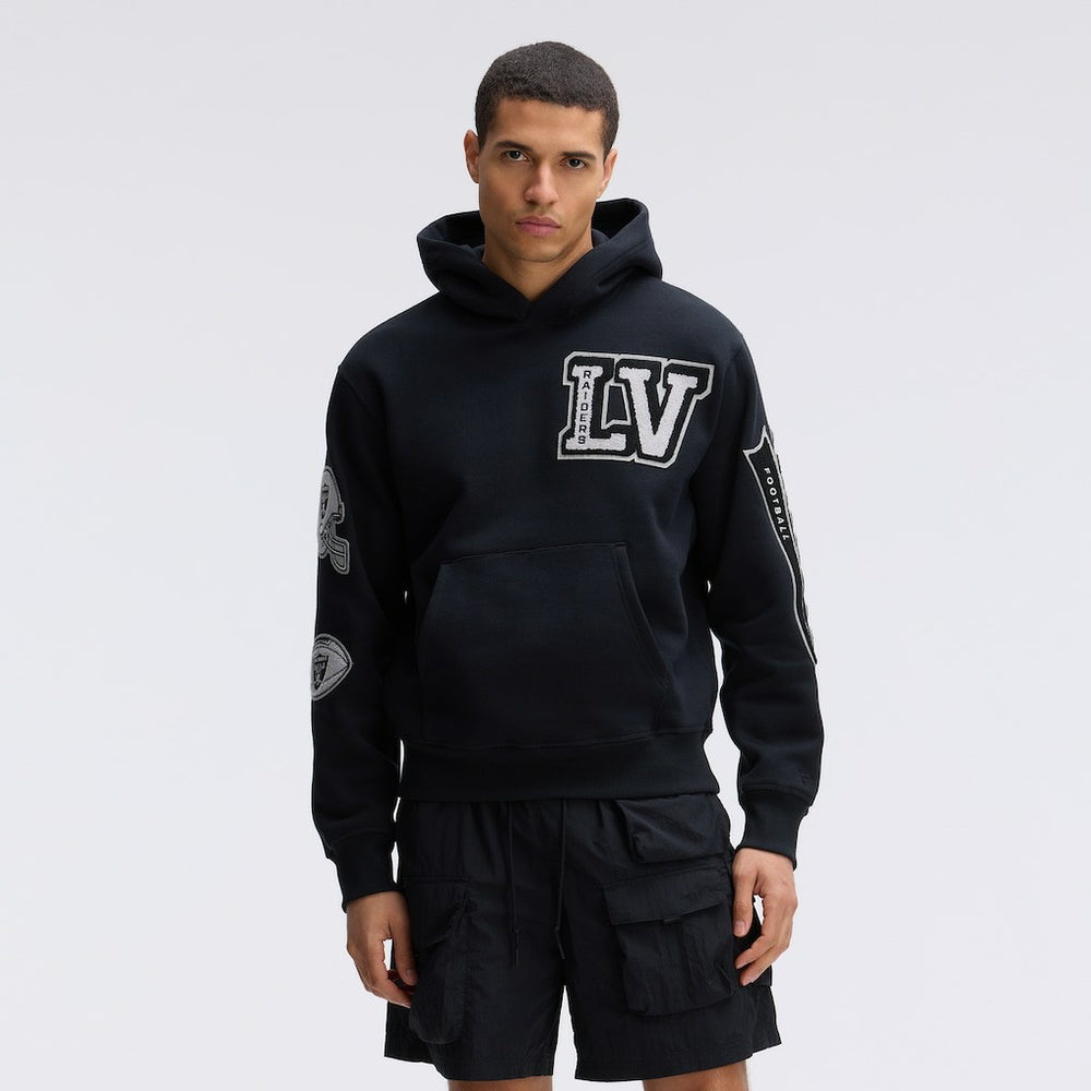 Las Vegas Raiders IconicFleece Letterman Hoodie Black - Fanatics