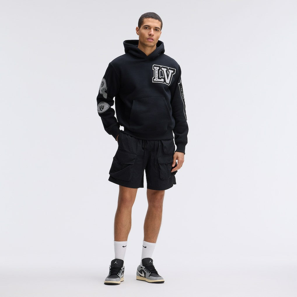 Las Vegas Raiders IconicFleece Letterman Hoodie Black - Fanatics