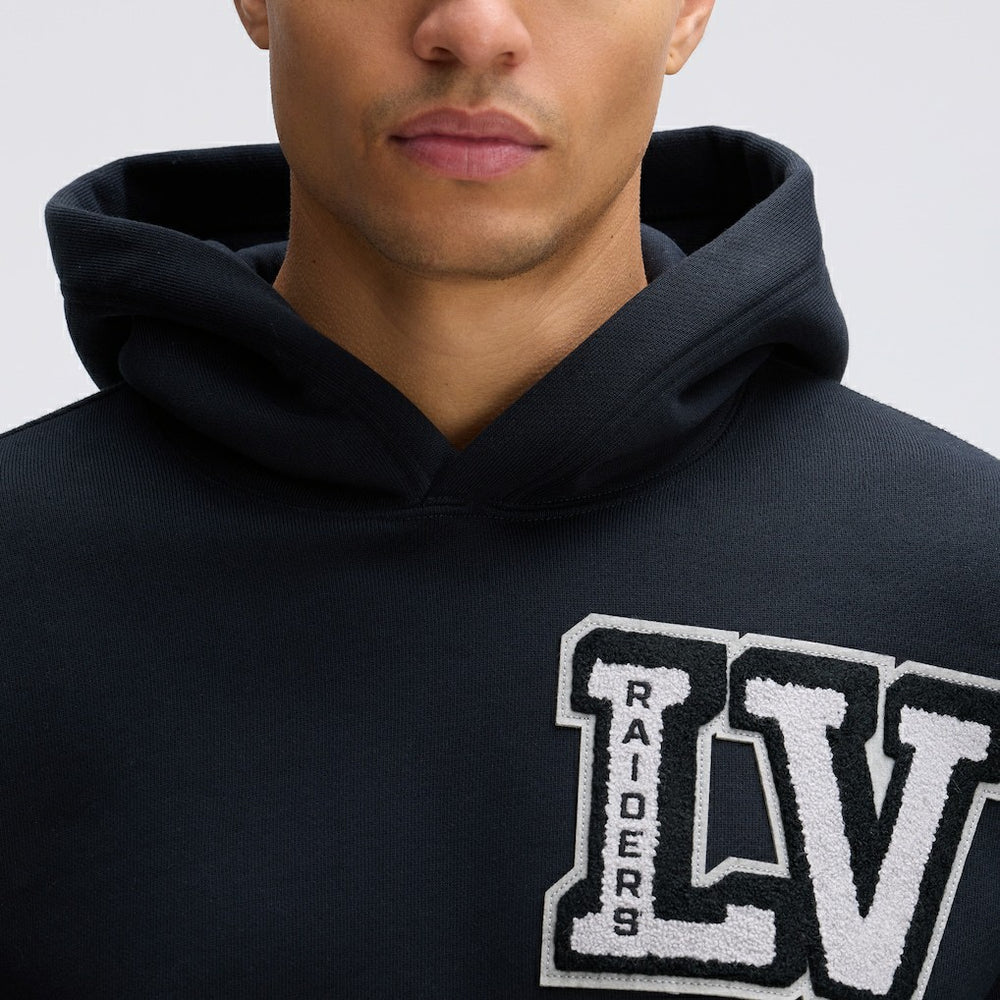 Las Vegas Raiders IconicFleece Letterman Hoodie Black - Fanatics