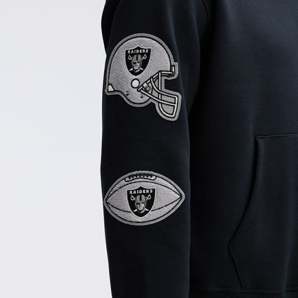 Las Vegas Raiders IconicFleece Letterman Hoodie Black - Fanatics