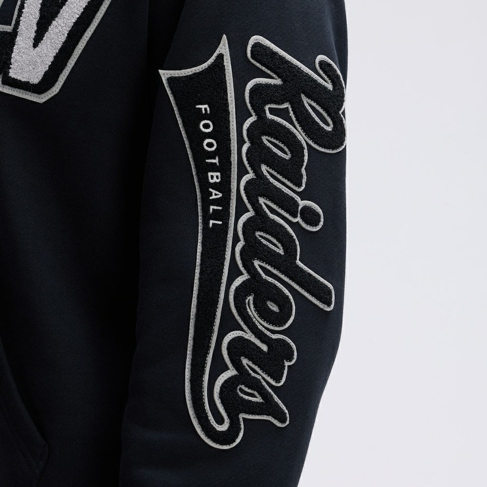 Las Vegas Raiders IconicFleece Letterman Hoodie Black - Fanatics