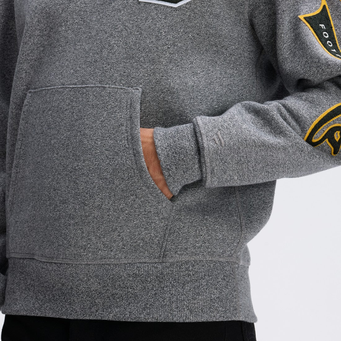 Green Bay Packers IconicFleece Letterman Hoodie Athletic Heather Gray - Fanatics