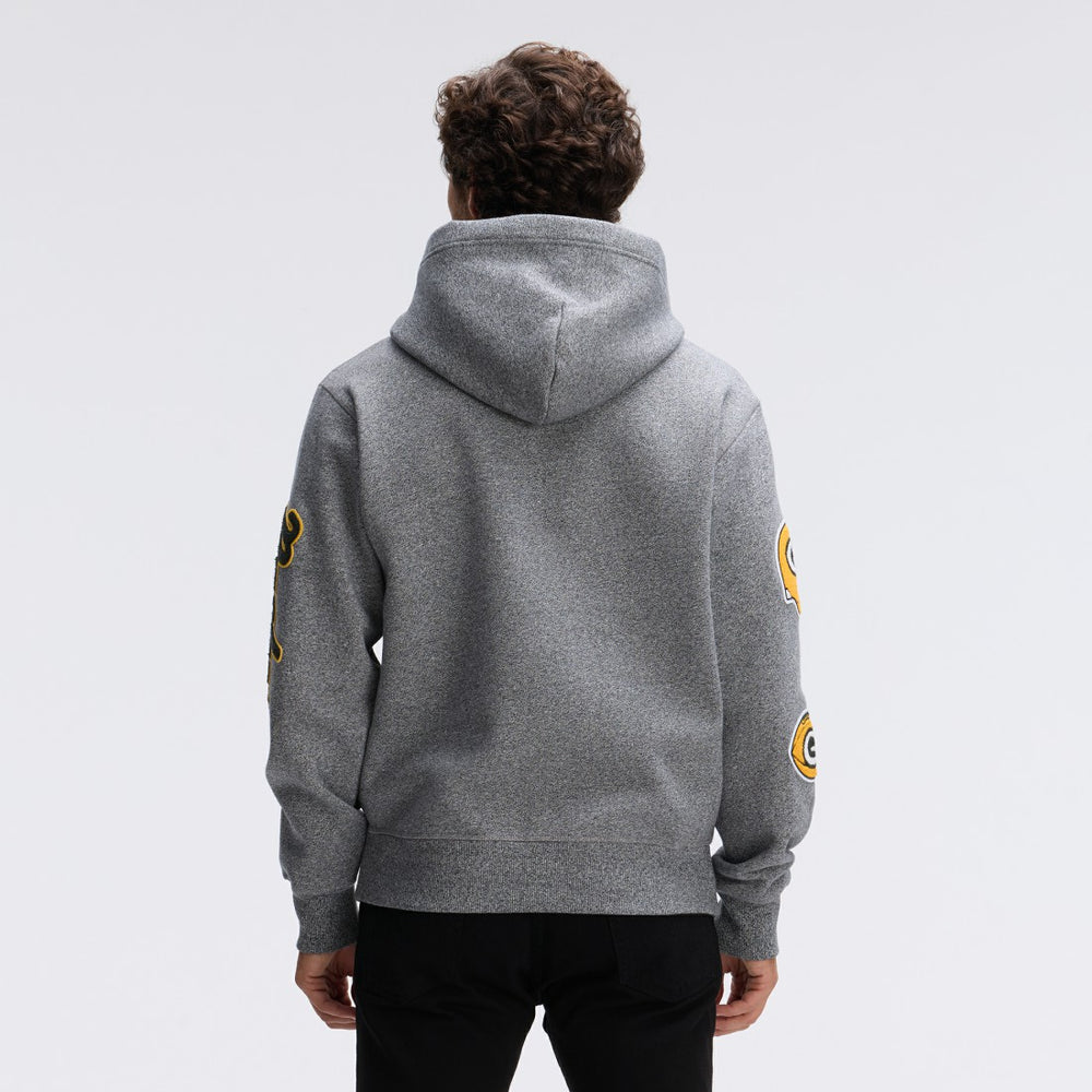 Green Bay Packers IconicFleece Letterman Hoodie Athletic Heather Gray - Fanatics