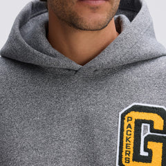 Green Bay Packers IconicFleece Letterman Hoodie Athletic Heather Gray - Fanatics