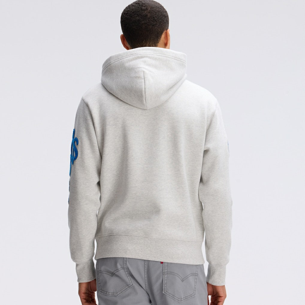 Detroit Lions IconicFleece Letterman Hoodie Heather Gray - Fanatics