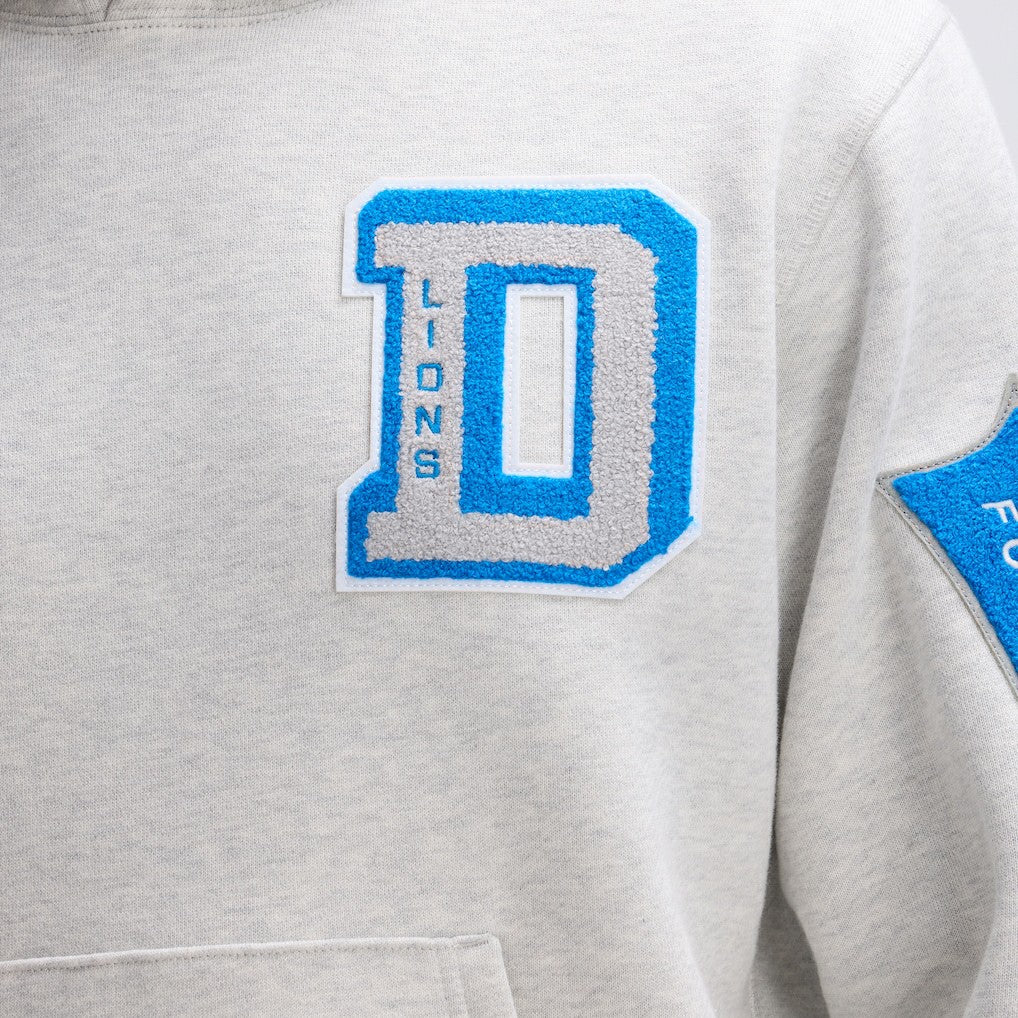 Detroit Lions IconicFleece Letterman Hoodie Heather Gray - Fanatics