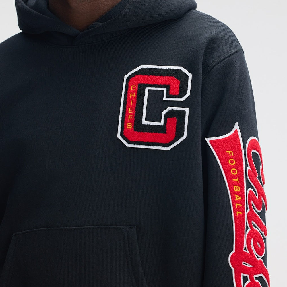 Kansas City Chiefs IconicFleece Letterman Hoodie Black - Fanatics