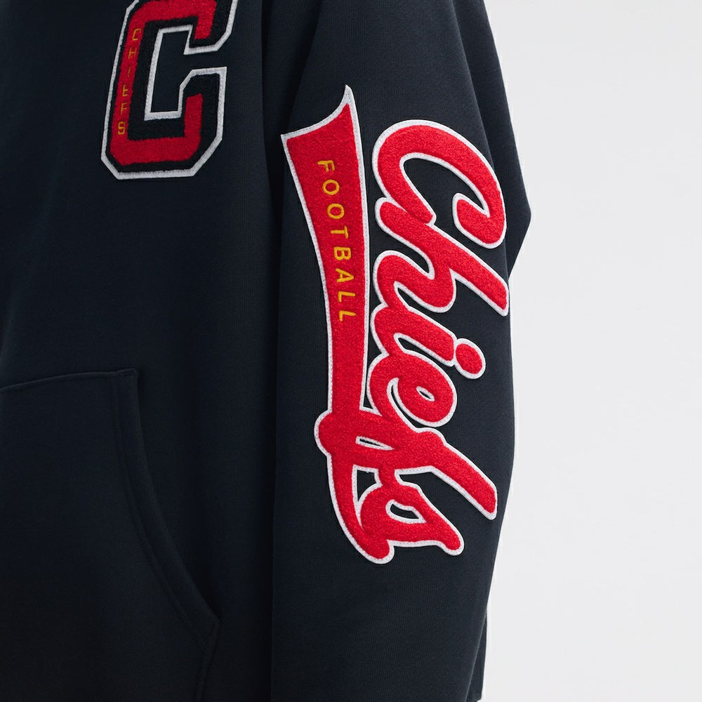 Kansas City Chiefs IconicFleece Letterman Hoodie Black - Fanatics