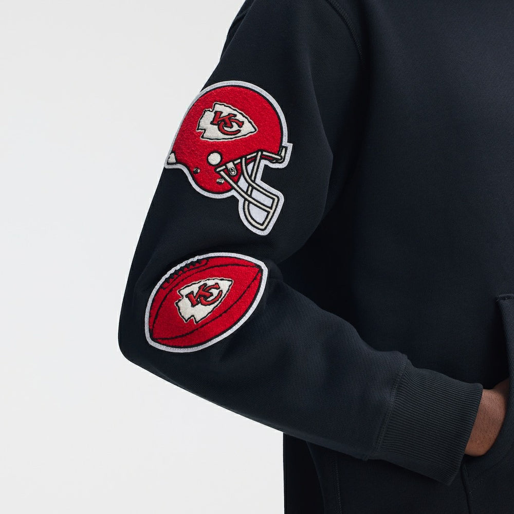 Kansas City Chiefs IconicFleece Letterman Hoodie Black - Fanatics