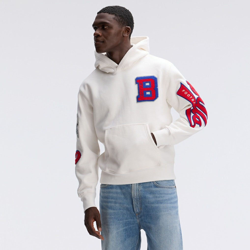 Buffalo Bills IconicFleece Letterman Hoodie Oatmeal - Fanatics