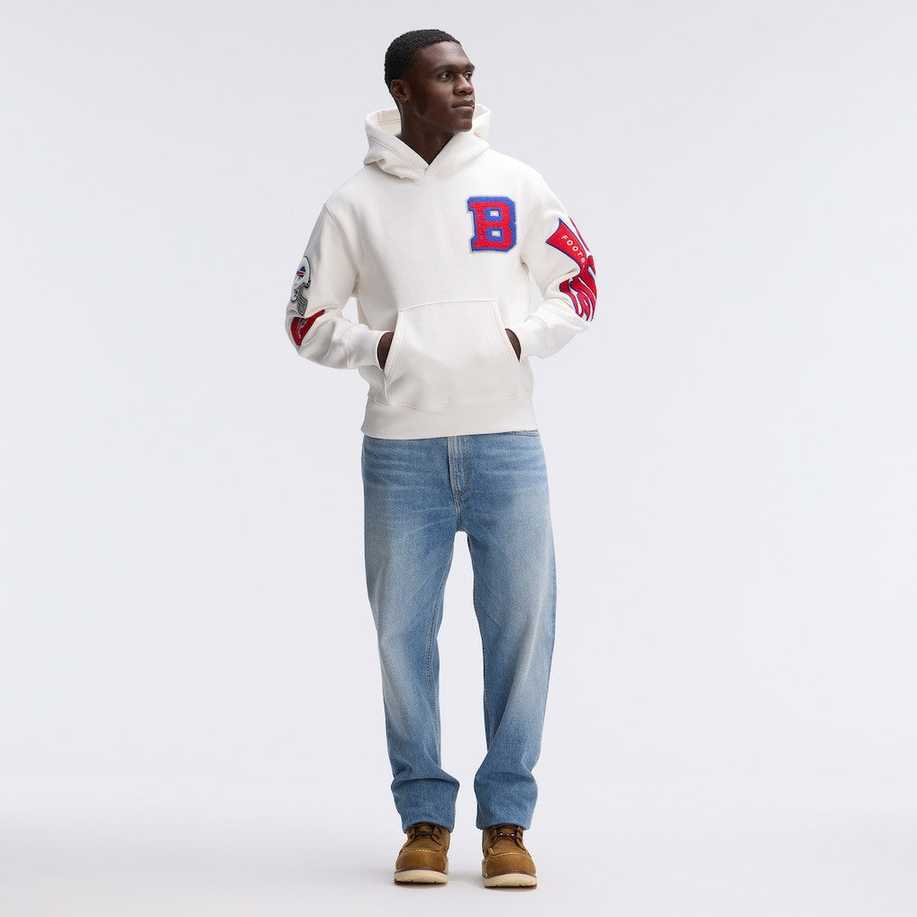Buffalo Bills IconicFleece Letterman Hoodie Oatmeal - Fanatics