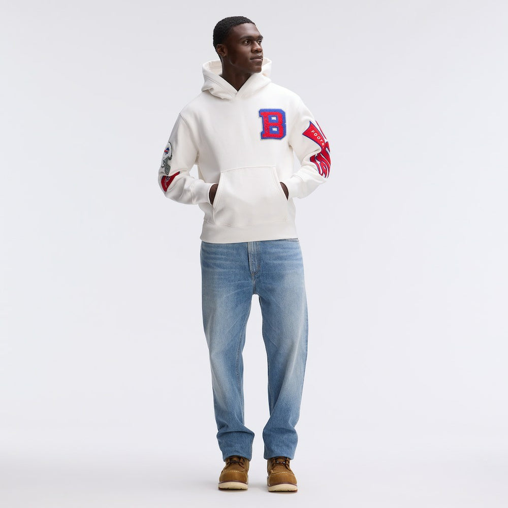 Buffalo Bills IconicFleece Letterman Hoodie Oatmeal - Fanatics