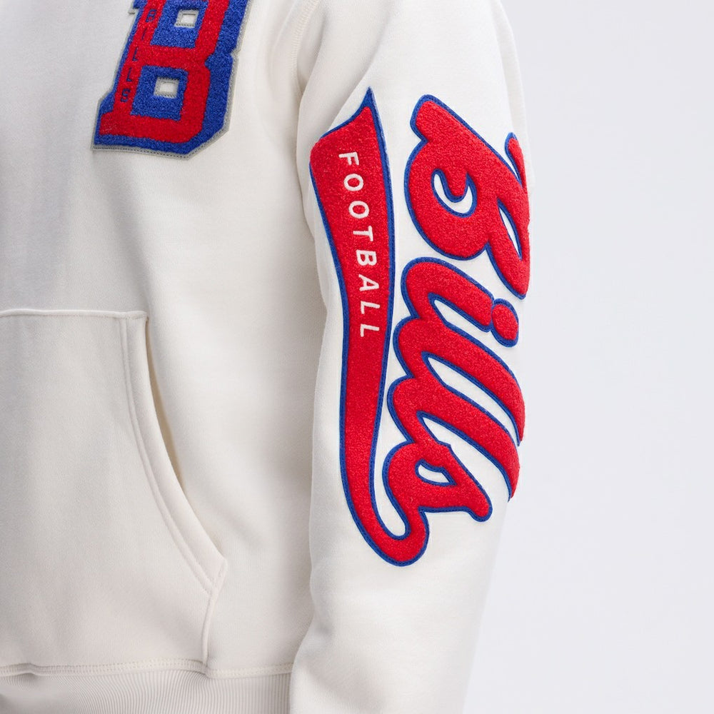 Buffalo Bills IconicFleece Letterman Hoodie Oatmeal - Fanatics