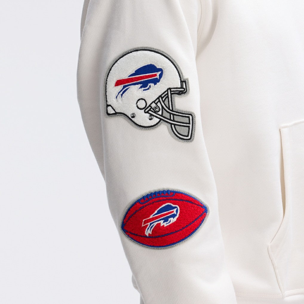 Buffalo Bills IconicFleece Letterman Hoodie Oatmeal - Fanatics