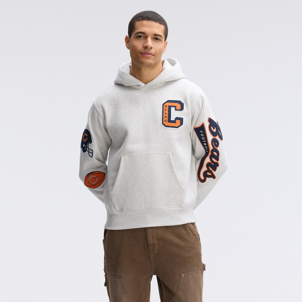 Chicago Bears IconicFleece Letterman Hoodie Heather Gray - Fanatics