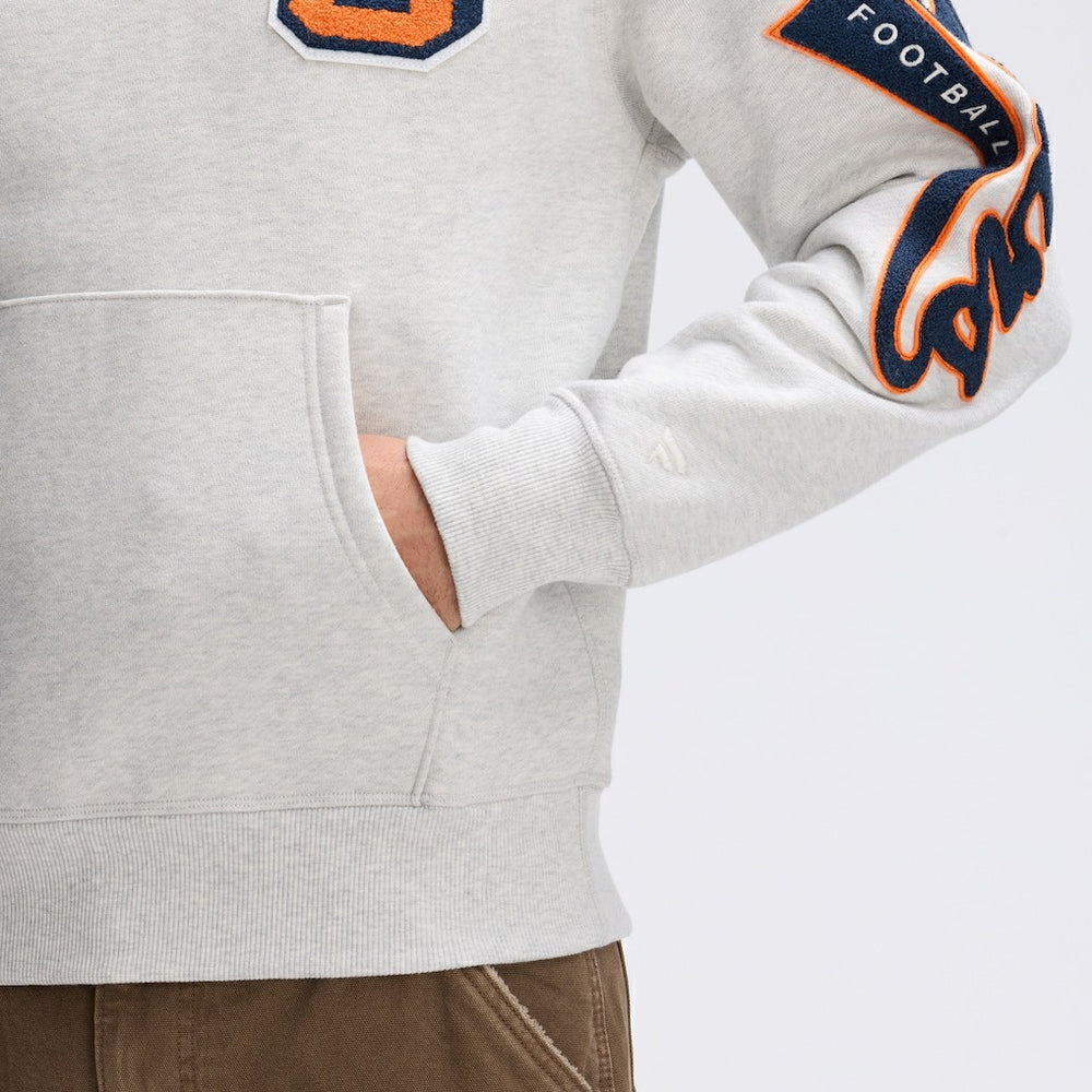 Chicago Bears IconicFleece Letterman Hoodie Heather Gray - Fanatics
