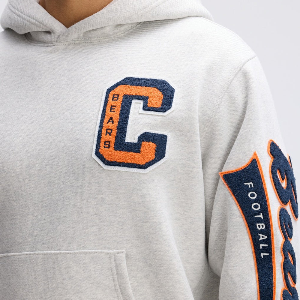 Chicago Bears IconicFleece Letterman Hoodie Heather Gray - Fanatics