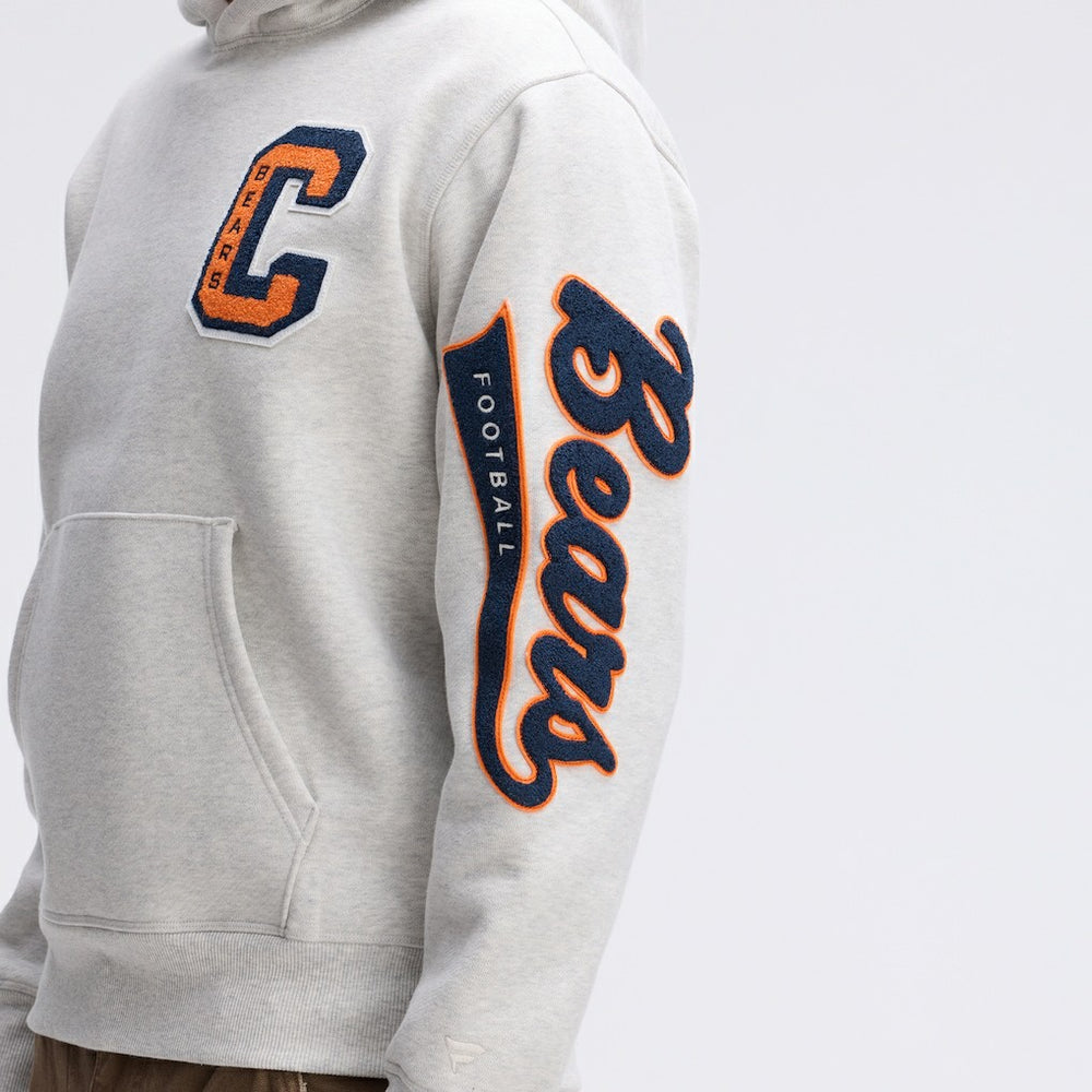 Chicago Bears IconicFleece Letterman Hoodie Heather Gray - Fanatics