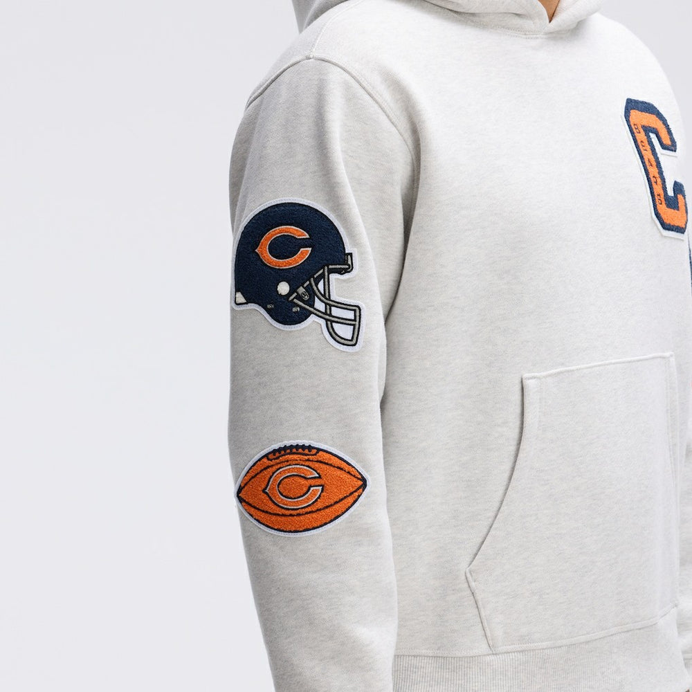 Chicago Bears IconicFleece Letterman Hoodie Heather Gray - Fanatics