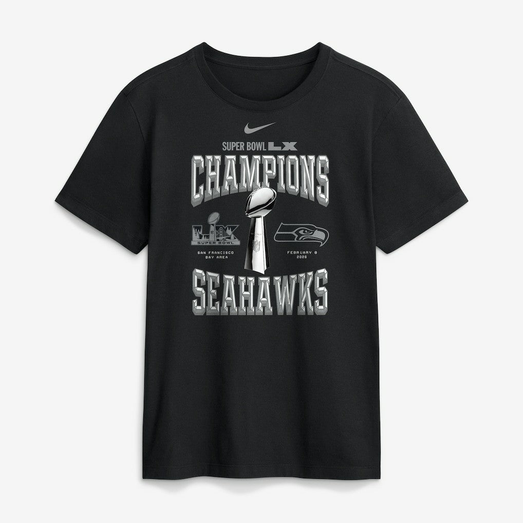Seattle Seahawks Super Bowl LX Champions Locker Room Trophy Collection Replica T-Shirt Black - Nike