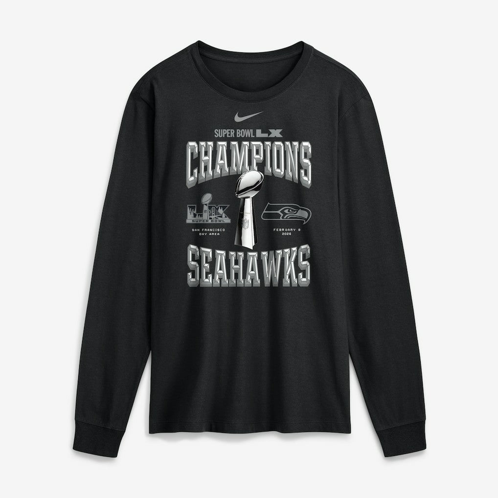 Seattle Seahawks Super Bowl LX Champions Locker Room Trophy Collection Long Sleeve T-Shirt Black - Nike